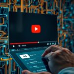 YouTube'un yapay zeka tarafından oluşturulan içerikleri etiketleme ve otomatik tespit özelliklerini gösteren dijital arayüz.