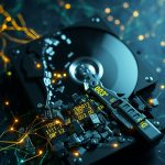 Rsync güncellemesi sonrası bozulan yedekleme sistemini ve AI kodu karmaşasını gösteren fütüristik bir görsel.