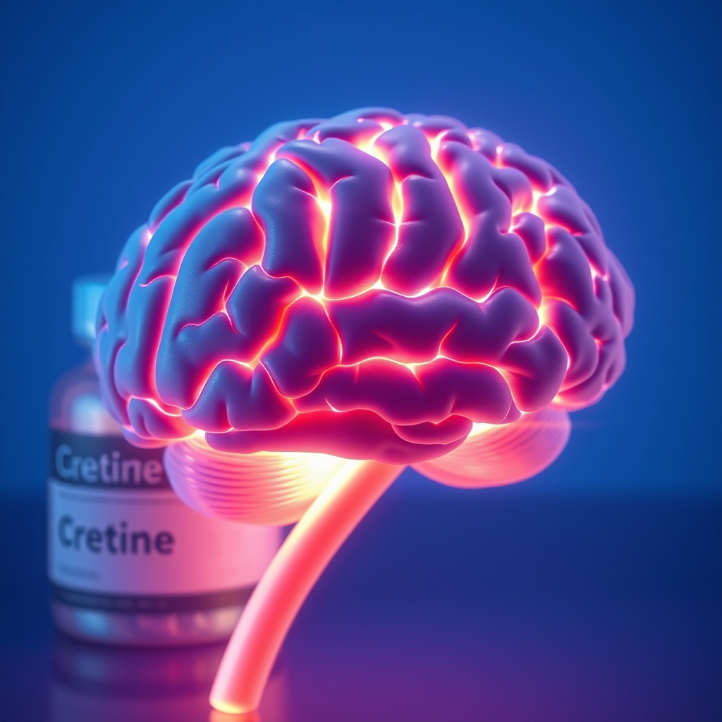 Kreatin takviyesinin beyin enerji seviyelerini artırarak bilişsel fonksiyonları ve Alzheimer'ı olumlu etkilemesini gösteren bir görsel