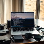 M1 Max MacBook Pro'da çalışan Gemma 4 modeli ve video indeksleme sürecini gösteren ekran, çevresinde kamera ekipmanları ve SSD'ler.