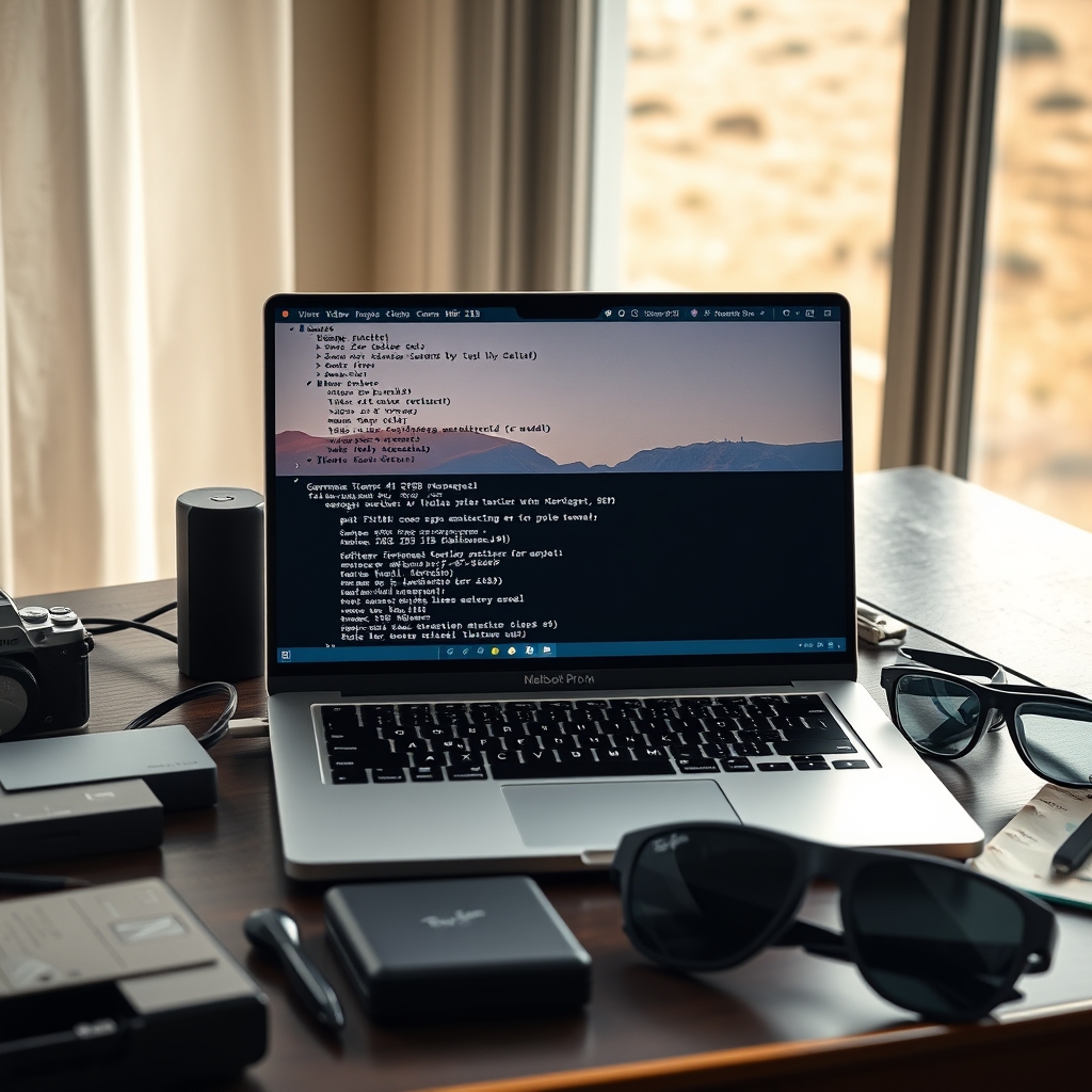 M1 Max MacBook Pro'da çalışan Gemma 4 modeli ve video indeksleme sürecini gösteren ekran, çevresinde kamera ekipmanları ve SSD'ler.