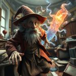 Terry Pratchett'ın karakteri Rincewind'in zihnindeki büyülü bir varlık tarafından kovalandığı illüstrasyon.