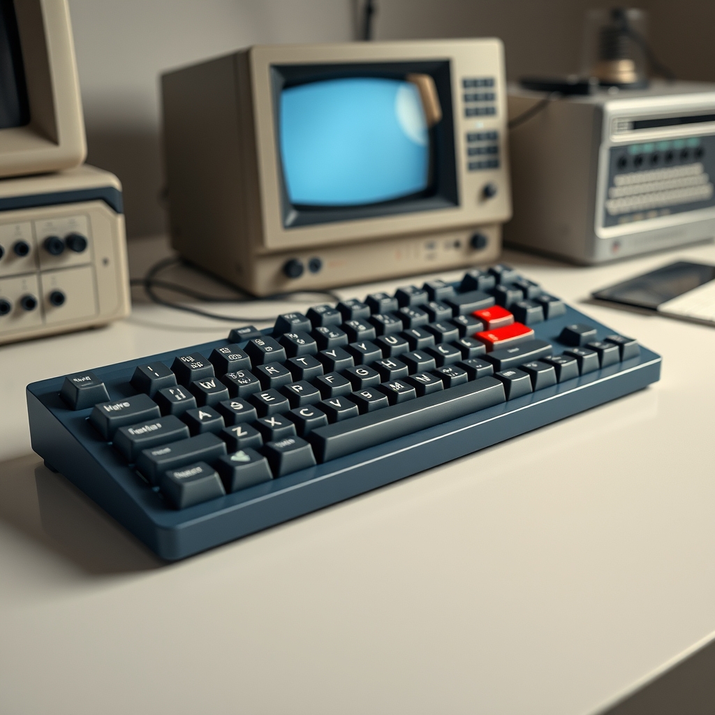 Model F Keyboards tarafından üretilen, yeni nesil Beam Spring B104 mekanik klavye, klasik IBM tasarımına modern bir dokunuşla ve MX tuş uyumluluğu ile.