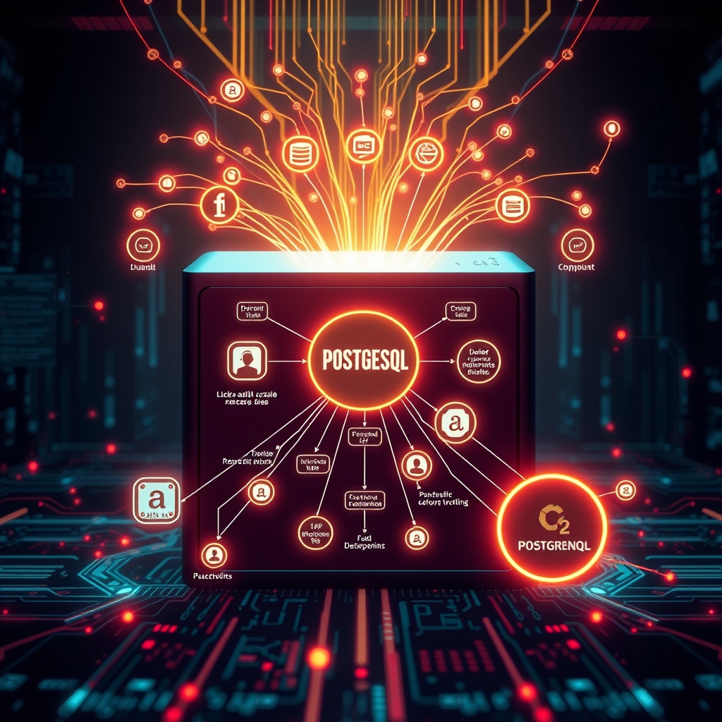 pg_durable ile PostgreSQL içinde dayanıklı iş akışlarını ve SQL fonksiyonlarını gösteren soyut bir diyagram.