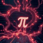 Pi sayısının sonsuz dijital manzarası içinde depolanan dosyaları gösteren soyut bir konsept görseli.