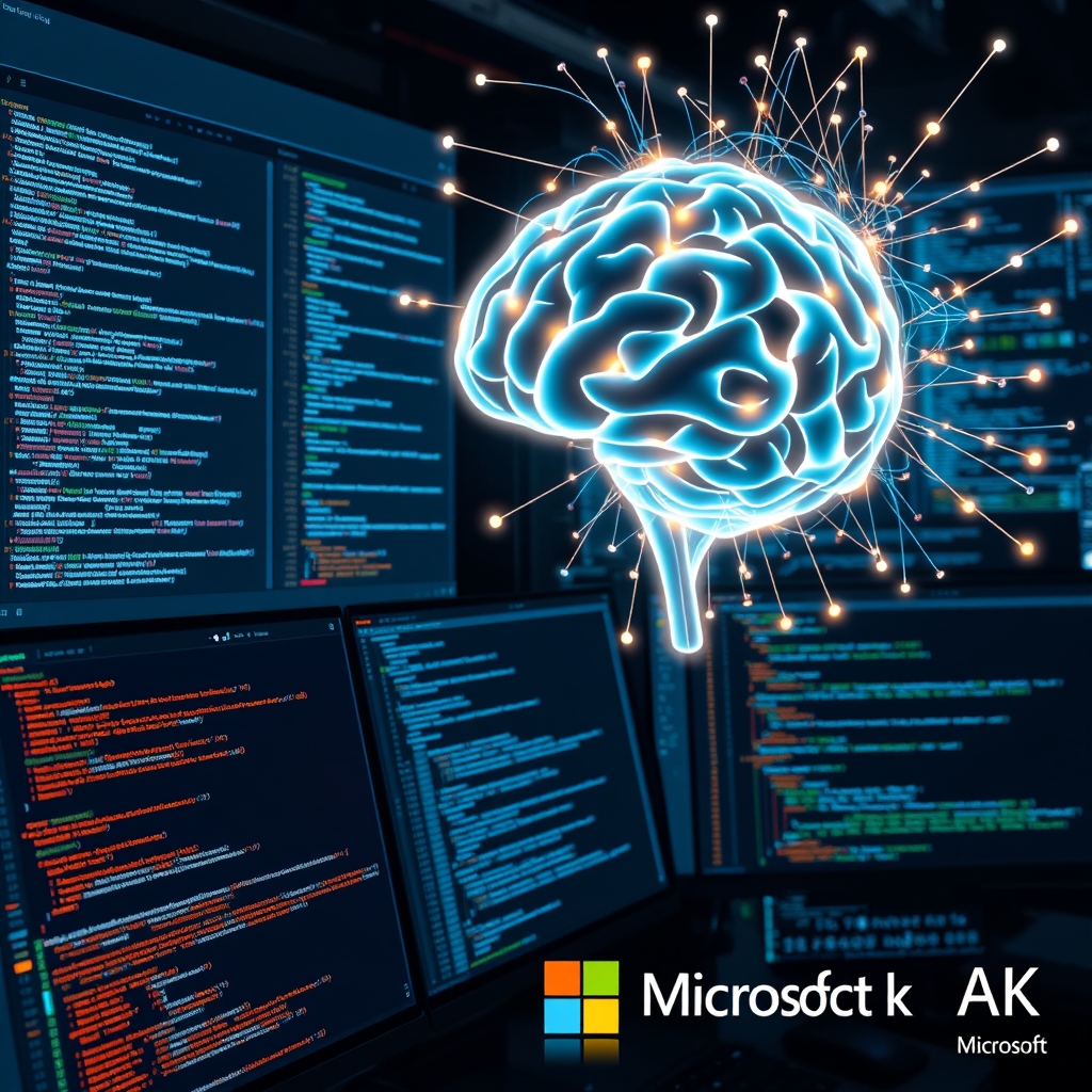 Microsoft MAI-Code-1-Flash AI modeli ile entegre, hızlı ve verimli kodlama deneyimi sunan GitHub Copilot arayüzü.